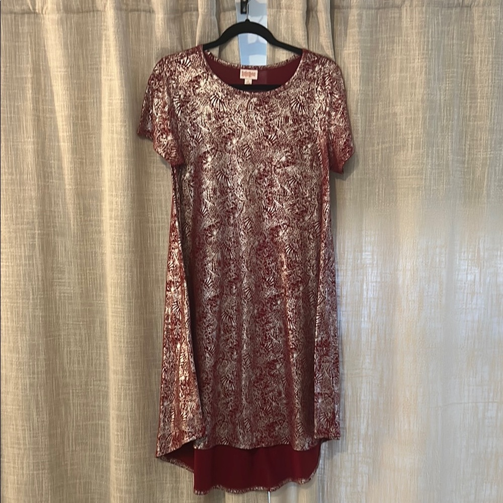 Elegant Red and Silver Patterned Dress